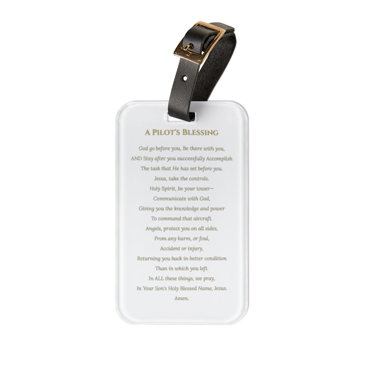 A Pilot’s Blessing™ Aviation Luggage Tag – Acrylic Tag with Leather Strap