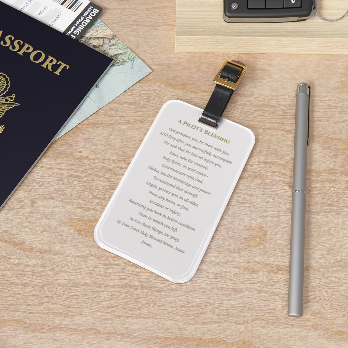 A Pilot’s Blessing™ Aviation Luggage Tag – Acrylic Tag with Leather Strap